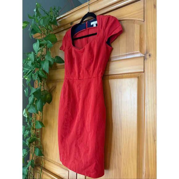 Banana Republic Red Short-Sleeve Sheath Dress - Size 4 - Picture 4 of 12